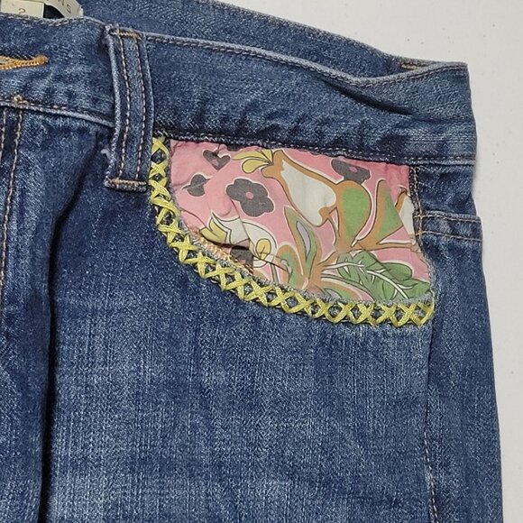 Cabi Jeans Womens Size 2 Straight Leg Low Rise Medium Wash Patchwork Denim Pants - Picture 6 of 8